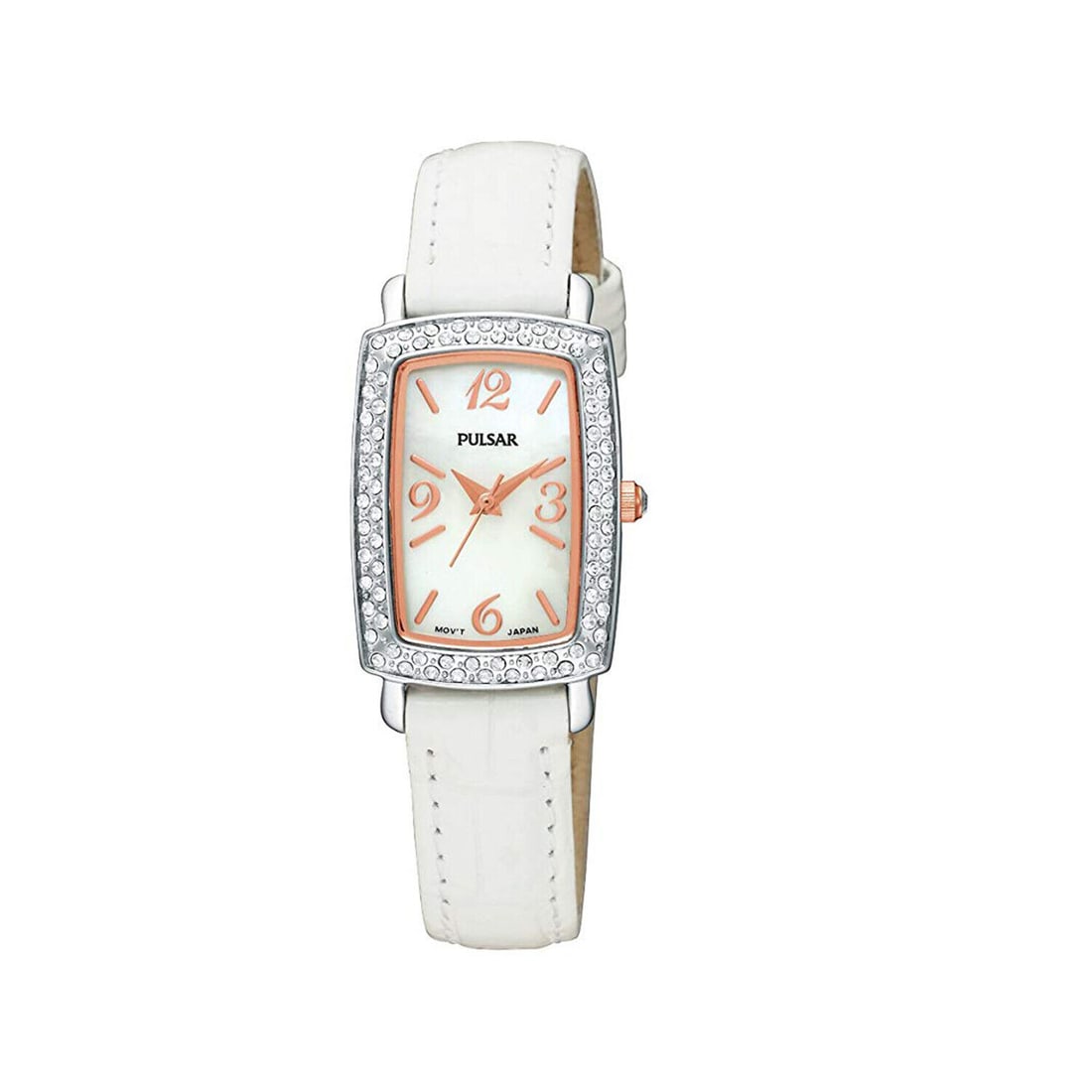Pulsar PTC503 Ladies Watch White MOP Dial Stainless Steel White Leather Strap: Pulsar PTC503 Ladies Watch White MOP Dial Stainless Steel White Leather Strap This Pulsar wristwatch combines elegance and functionality, featuring a stunning white Mother of Pearl dial that enhances