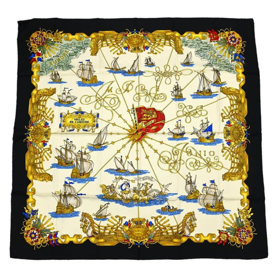 Hermes Scarf 90 Voiles De Lumiere Black 100% Silk 35 in Square: Hermes Scarf 90 Voiles De Lumiere Black 100% Silk 35 in Square Elevate your accessory collection with this exquisite Hermes Scarf Carre 90 Voiles De Lumiere. Crafted from 100% silk, this luxurious squ