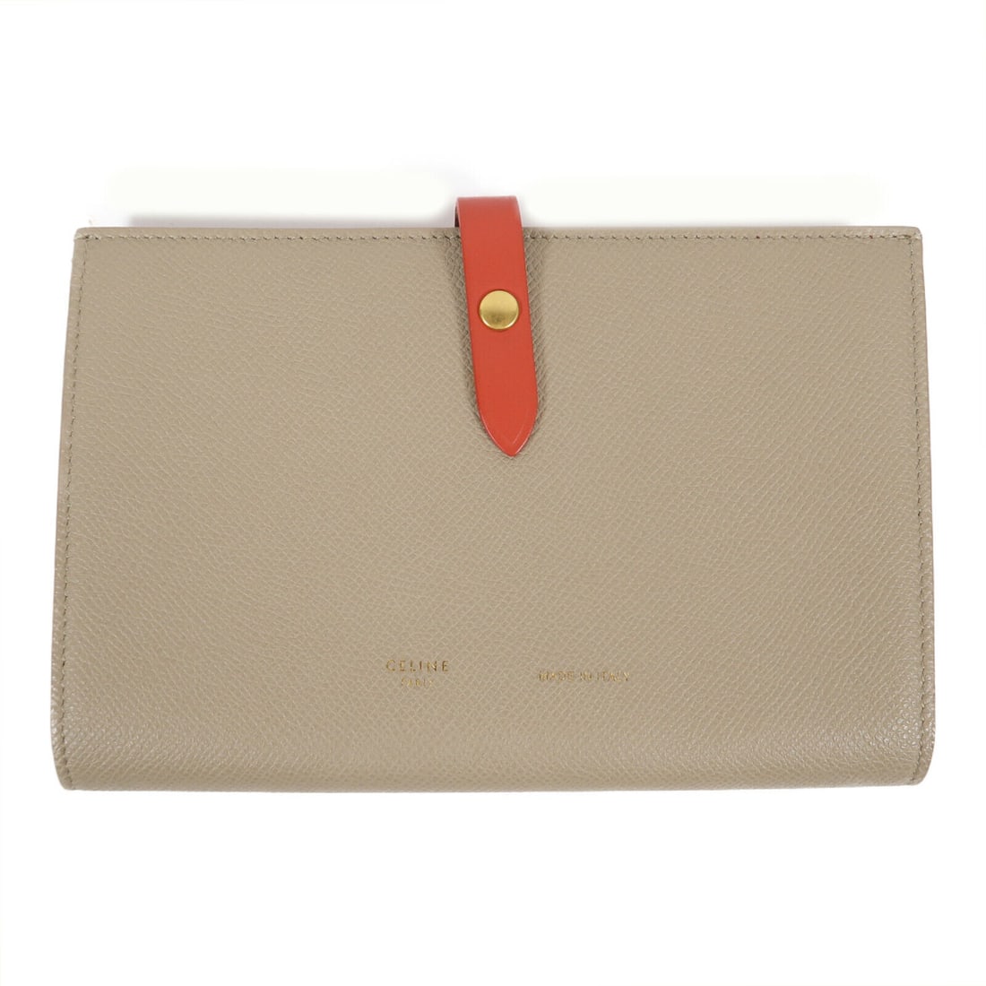 CELINE GHW Double Sided Long Wallet Calfskin Leather Brown/Red: CELINE GHW Double Sided Long Wallet Calfskin Leather Brown/Red This CELINE Double Sided Long Wallet is crafted from luxurious calfskin leather, featuring a rich brown color with a contrasting red inte