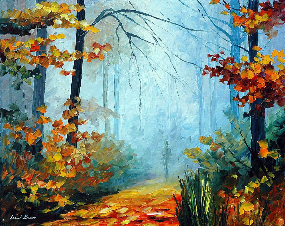 Morning Fog Limited Edition 1/25 Giclee by Leonid Afremov 91x122 cm: Morning Fog Limited Edition 1/25 Giclee by Leonid Afremov 91x122 cm Experience the captivating beauty of "Morning Fog," a limited edition giclee artwork by renowned artist Leonid Afremov. This exquisi
