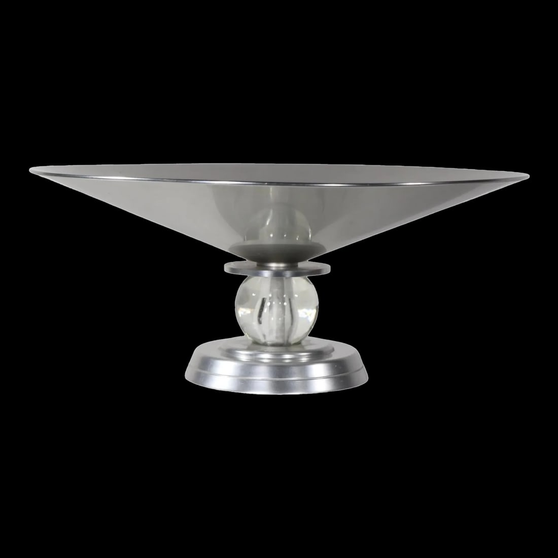 Lurelle Guild Art Deco Aluminum Compote Kensington Ware 1930s Centerpiece 13.5": Lurelle Guild Art Deco Aluminum Compote Kensington Ware 1930s Centerpiece 13.5" This elegant Art Deco compote, designed by Lurelle Guild for Kensington Ware in the 1930s, serves as a stunning centerpi