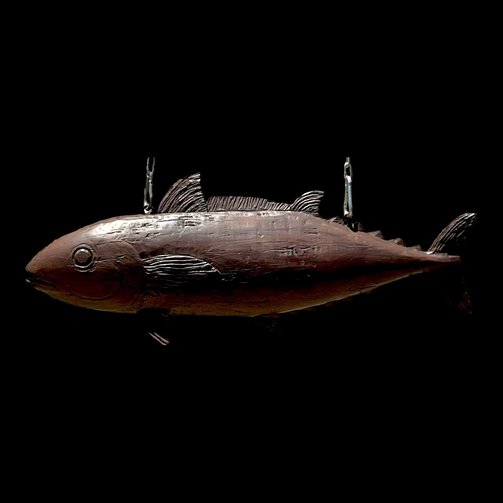 Vintage Boho Carved Wood Fish Blade Sign: Vintage Boho Carved Wood Fish Blade Sign This vintage Boho carved wood fishmonger blade sign features a stunning hand-carved fish, showcasing exceptional detail and a beautiful patina developed over t