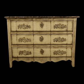 Elegant Century French Commode Chest with Beveled Marble Top 48w x 20d x 34.5h (1 of 7)