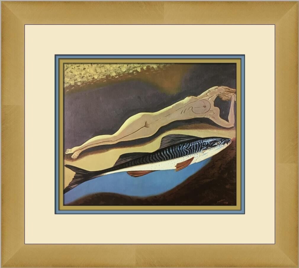 Man Ray Pisces Custom Framed Surrealism Print 14 x 15: Man Ray Pisces Custom Framed Surrealism Print 14 x 15 This custom framed print titled 'Pisces' by renowned artist Man Ray showcases a surrealistic depiction of the subject, emphasizing the artistic st