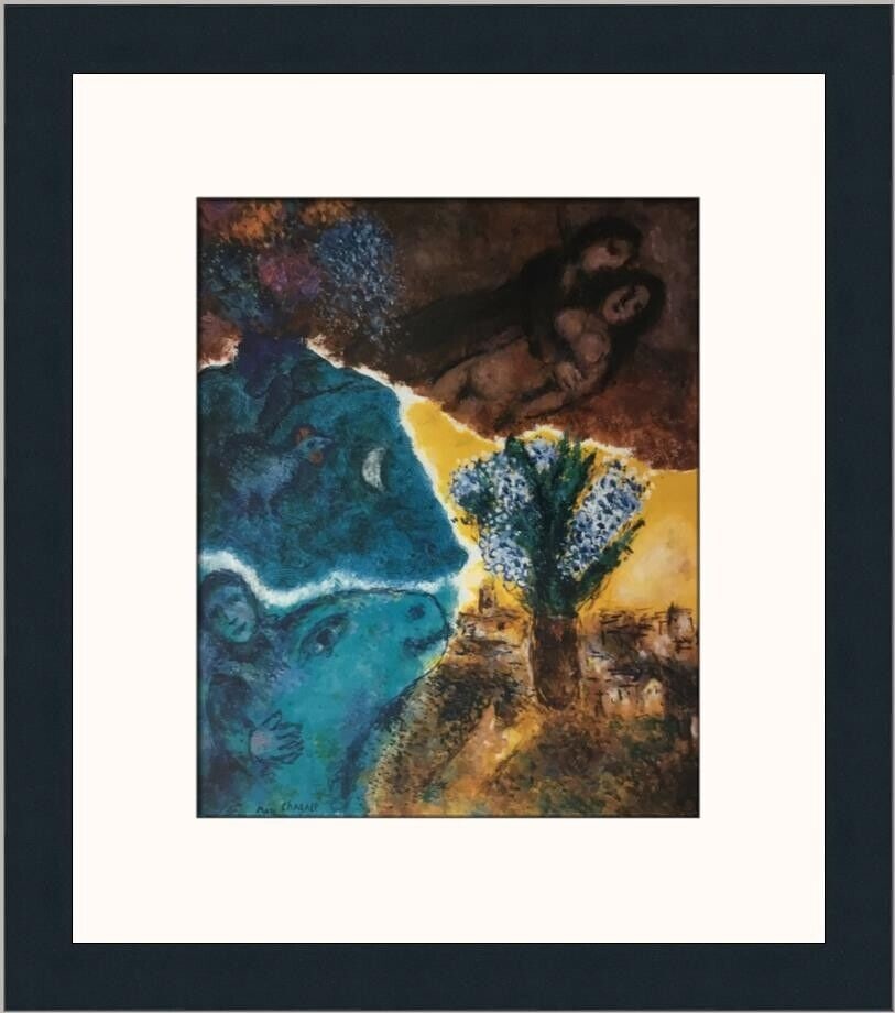 Marc Chagall Sunrise Custom Framed Print 16 x 14 Modernism Art: Marc Chagall Sunrise Custom Framed Print 16 x 14 Modernism Art This exquisite custom framed print titled "Sunrise" by renowned artist Marc Chagall showcases a beautiful depiction of nude figures again