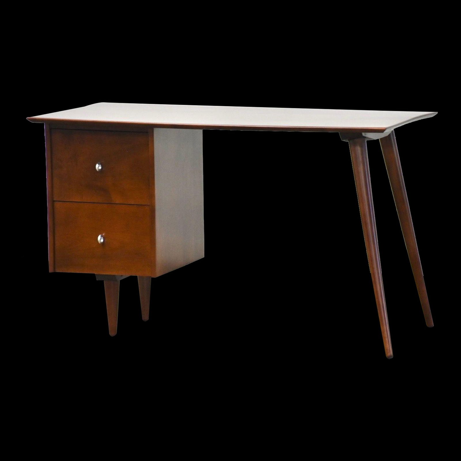 1960s Paul McCobb Planner Group Maple Desk 48" Brown: 1960s Paul McCobb Planner Group Maple Desk 48" Brown This exquisite 1960s desk, designed by Paul McCobb for Winchendon's Planner Group, showcases a refined mid-century modern aesthetic. Crafted from s