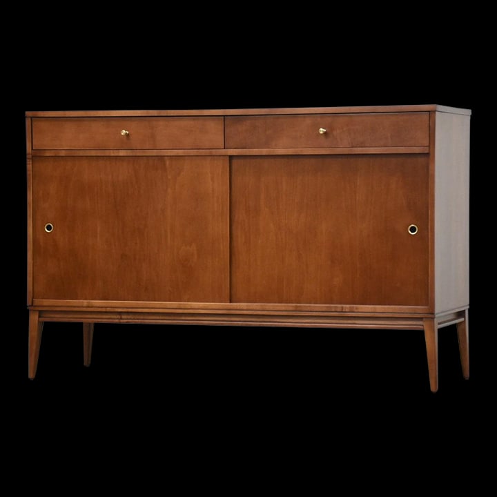 Mid Century Modern Paul McCobb Planner Group Maple Credenza 52": Mid Century Modern Paul McCobb Planner Group Maple Credenza 52" A mid century modern solid maple sideboard credenza with two sliding doors, adjustable shelves, and two drawers designed by Paul McCobb