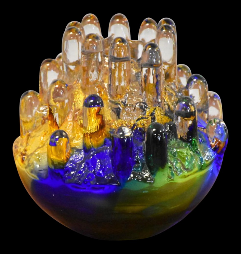 Goran Warff Crystal Polar Glass Candlestick Holder 7 Inch Blue: Goran Warff Crystal Polar Glass Candlestick Holder 7 Inch Blue Introducing the exquisite Crystal Series Polar Glass Candlestick Holder, designed by Goran Warff. This stunning piece showcases masterful