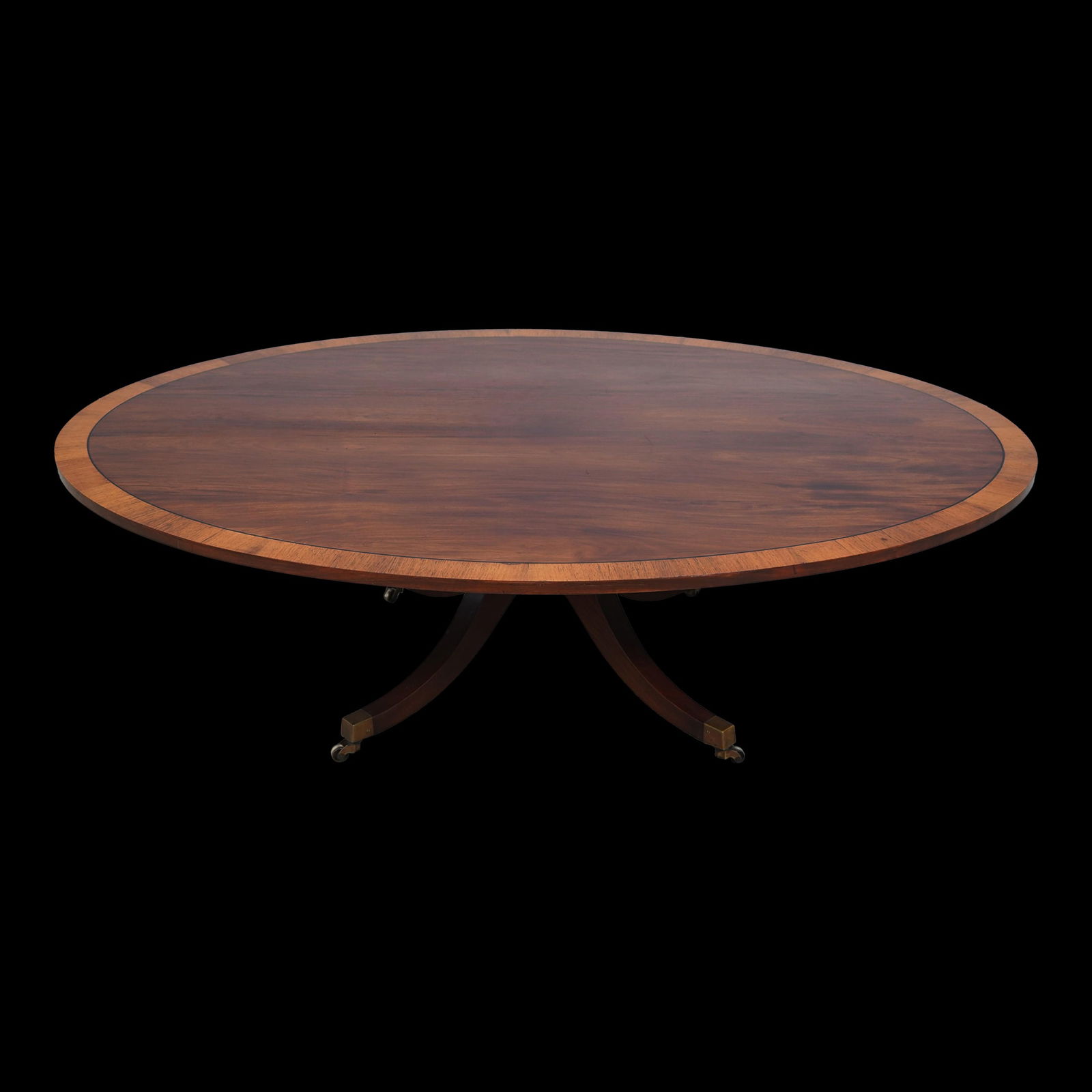 Smith & Watson Large Mahogany Coffee Table 47 x 67.5 x 20 Duncan Phyfe Design: Smith & Watson Large Mahogany Coffee Table 47 x 67.5 x 20 Duncan Phyfe Design This large elliptical coffee table showcases quality craftsmanship, attributed to Smith & Watson or a similar manufacturer