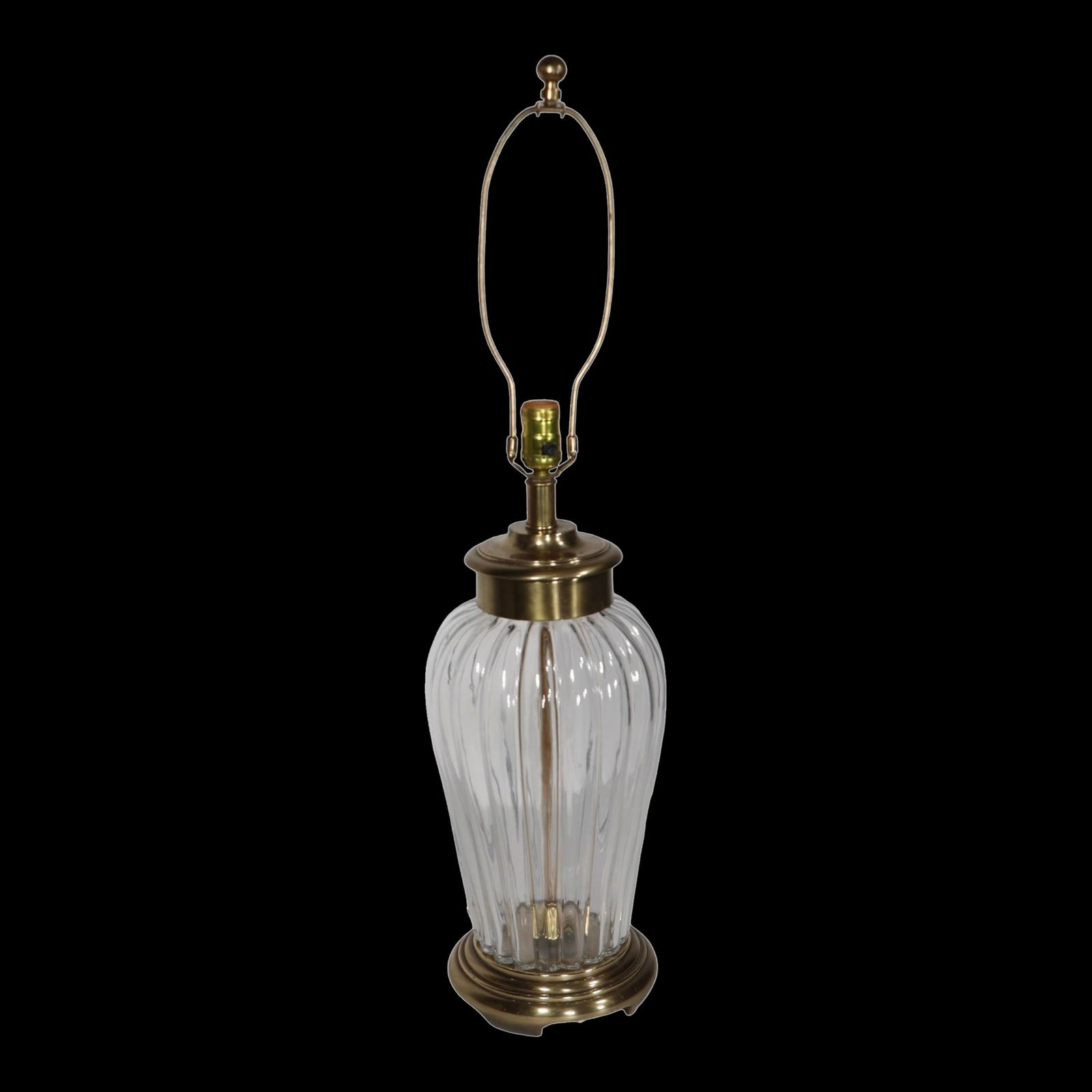 Frederick Cooper Glass Brass Table Lamp 32 in Hollywood Regency Style: Frederick Cooper Glass Brass Table Lamp 32 in Hollywood Regency Style Hollywood Regency style glass and brass table lamp by Frederick Cooper. This stylish table lamp has a blown glass body, with a bra