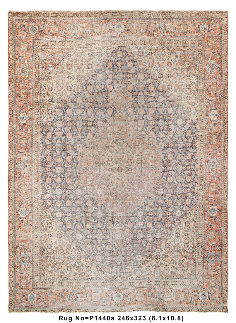 8'1 x 10'7 Hand-Knotted Persian Vintage Tabriz Bijar Rug Low Pile: 8'1 x 10'7 Hand-Knotted Persian Vintage Tabriz Bijar Rug Low Pile This 8' x 11' Persian Vintage Tabriz Bijar Rug showcases exquisite traditional Persian craftsmanship, enhancing any room with its eleg