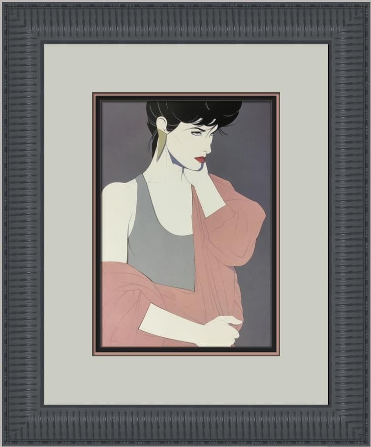 Patrick Nagel UNTITLED XXXXVI Custom Framed Print 20 x 17 Multi-Color Art Deco Erotica: Patrick Nagel UNTITLED XXXXVI Custom Framed Print 20 x 17 Multi-Color Art Deco Erotica This stunning custom framed print by Patrick Nagel, titled "UNTITLED XXXXVI," showcases the artist's unique style