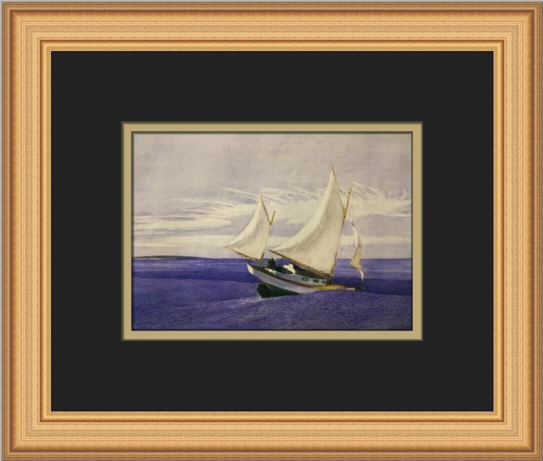 Edward Hopper Riding A Swell Custom Framed Print 11 x 13 in: Edward Hopper Riding A Swell Custom Framed Print 11 x 13 in This stunning custom framed print features Edward Hopper's art titled "Riding A Swell." The piece is a medium-sized representation of contem