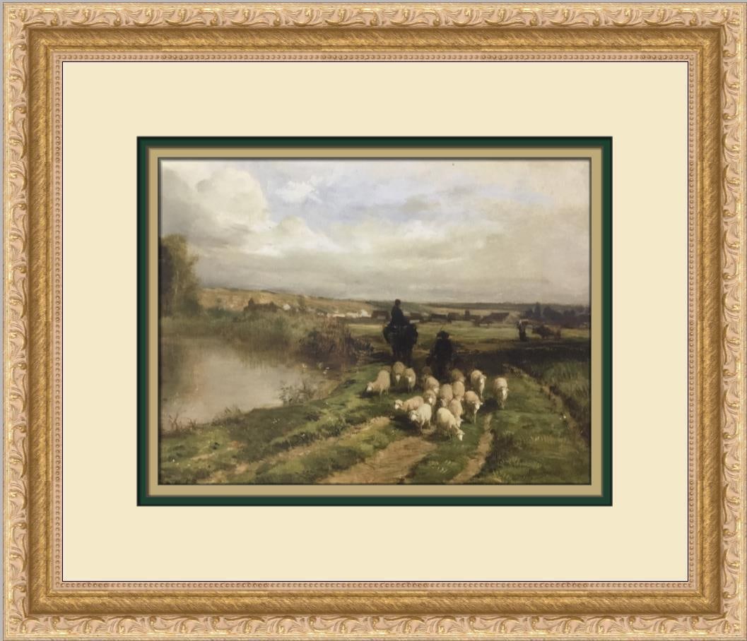 Constant Troyon Framed Print Field Outside Paris 13x15 Impressionism: Constant Troyon Framed Print Field Outside Paris 13x15 Impressionism This exquisite custom framed print titled 'Field Outside Paris' by artist Constant Troyon captures the essence of Impressionism. Th