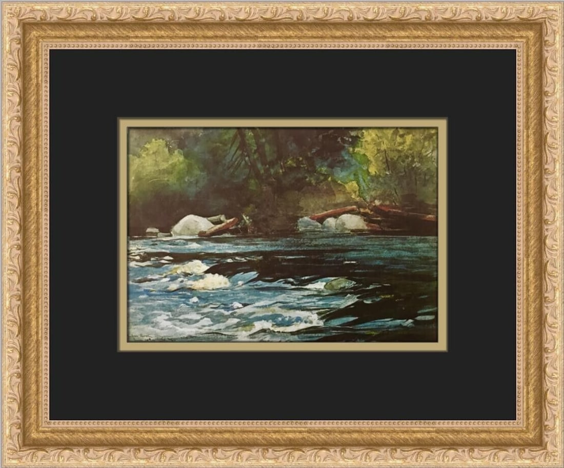 Winslow Homer The Rapids of Hudson River Framed Print 12 x 14: Winslow Homer The Rapids of Hudson River Framed Print 12 x 14 This stunning custom framed print features Winslow Homer's iconic artwork titled "The Rapids of Hudson River in the Adirondaks." Captured 