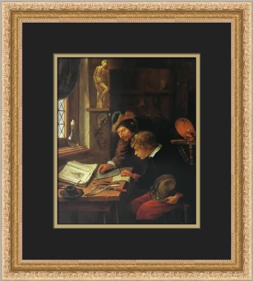 Jan Steen The Drawing Lesson Custom Framed Art Print 16 x 14: Jan Steen The Drawing Lesson Custom Framed Art Print 16 x 14 Discover the elegance of Jan Steen's 'The Drawing Lesson,' a stunning custom framed print that showcases the artist's mastery in realism. T