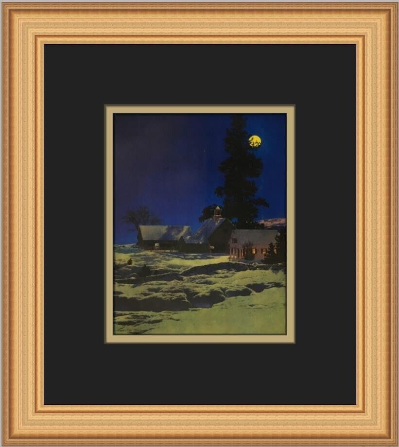 Maxfield Parrish Moonlight Night in Winter Custom Framed Print 12 x 11: Maxfield Parrish Moonlight Night in Winter Custom Framed Print 12 x 11 Experience the enchanting beauty of Maxfield Parrish's "Moonlight Night in Winter" with this custom framed print. This contempora
