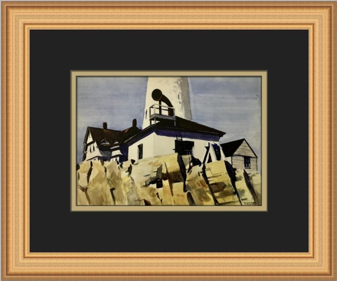Edward Hopper Rocky Pedastal Custom Framed Art Print 12 x 14: Edward Hopper Rocky Pedastal Custom Framed Art Print 12 x 14 This Edward Hopper print titled 'Rocky Pedastal' captures the essence of realism in a stunning landscape orientation. Produced in 1994, thi