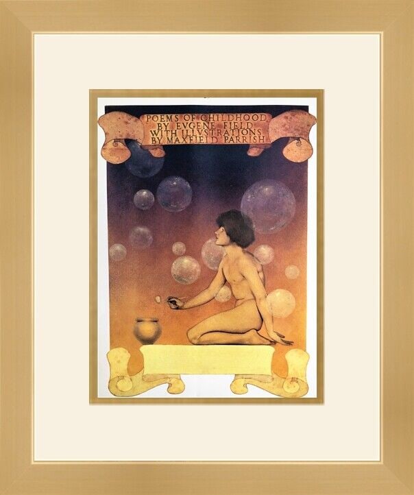 Maxfield Parrish Title Page from Poems Framed Lithograph 15 x 18.5 Modern Art: Maxfield Parrish Title Page from Poems Framed Lithograph 15 x 18.5 Modern Art This exquisite framed print features Maxfield Parrish's iconic artwork titled 'Title Page from Poems.' The piece is custom