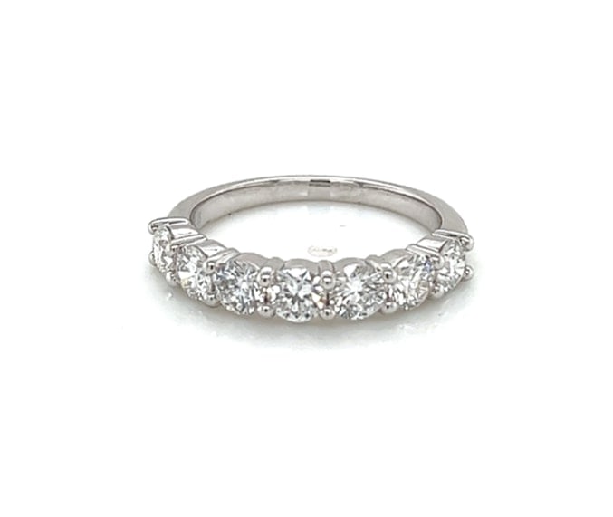 14K White Gold Lab Grown Diamond 1.46 Ct.Tw. 7 Stone Ring: 14K White Gold Lab Grown Diamond 1.46 Ct.Tw. 7 Stone Ring Clarity: SI Total Carat Weight: 1.46 Color: F-G Disclaimer: The images of jewelry displayed in this auction are for illustrative purposes only