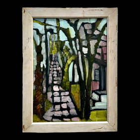 Vintage Boho Abstract Landscape Oil Painting 19.5 x 25.75 Framed (1 of 4)