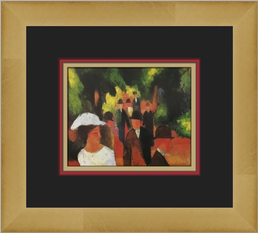 August Macke Promenade with Girl in White Custom Framed Print 11 x 12: August Macke Promenade with Girl in White Custom Framed Print 11 x 12 This exquisite custom framed print features August Macke's artwork titled "Promenade with Girl in White," showcasing the artist's