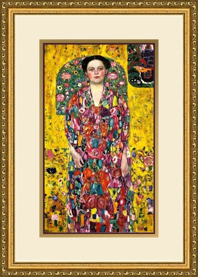 Gustav Klimt Portrait of Eugenia Print Custom Framed 14 x 19.5: Gustav Klimt Portrait of Eugenia Print Custom Framed 14 x 19.5 This stunning print titled "Portrait of Eugenia" by Gustav Klimt showcases a beautiful representation of a woman, encapsulating the Impre
