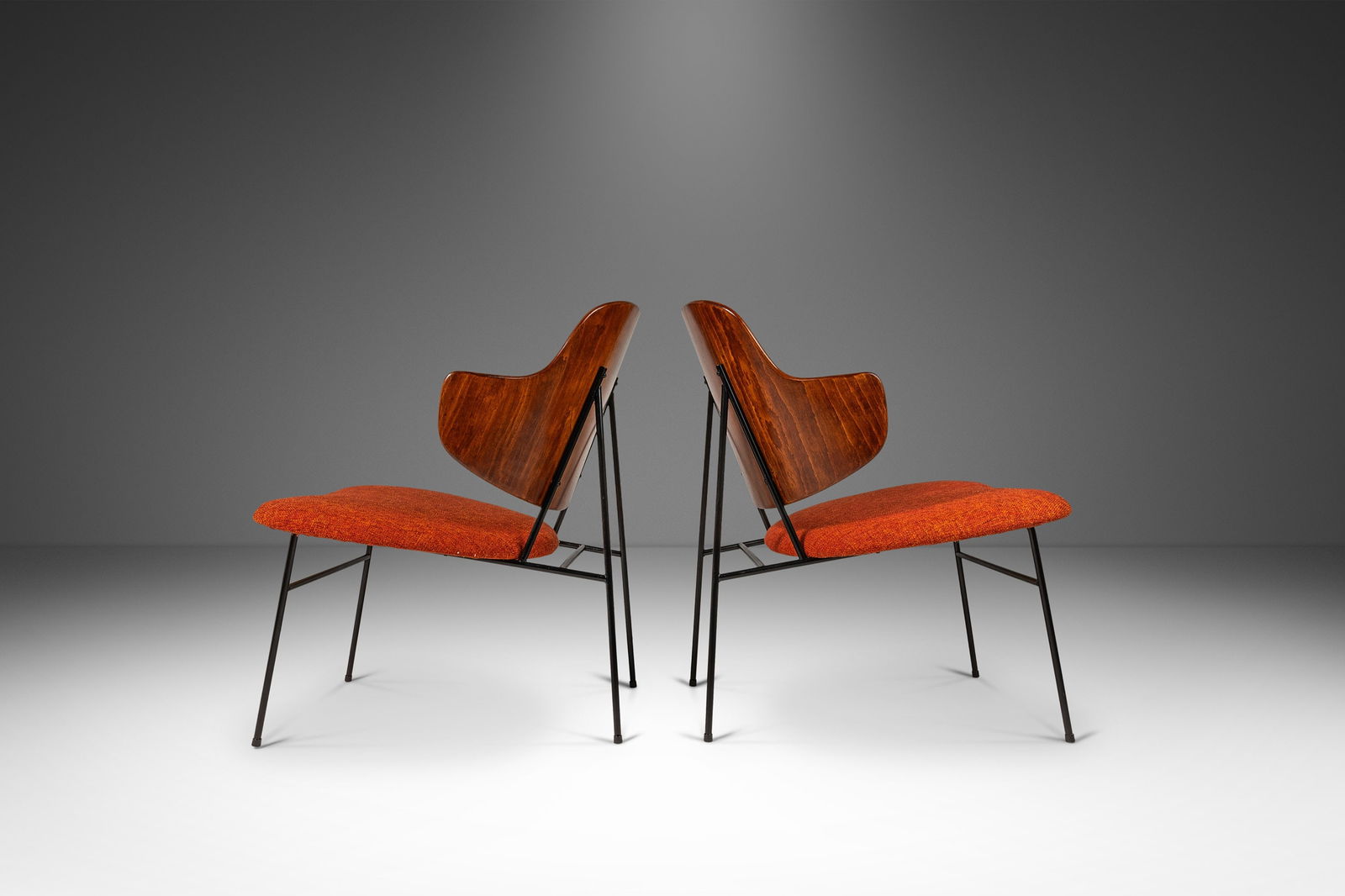 Restored Set of 2 Ib Kofod-Larsen Danish Modern Penguin Chairs 1960s: Restored Set of 2 Ib Kofod-Larsen Danish Modern Penguin Chairs 1960s Discover a stunning set of two restored Danish Modern 'Penguin' chairs designed by Ib Kofod-Larsen for Selig, dating back to the 19