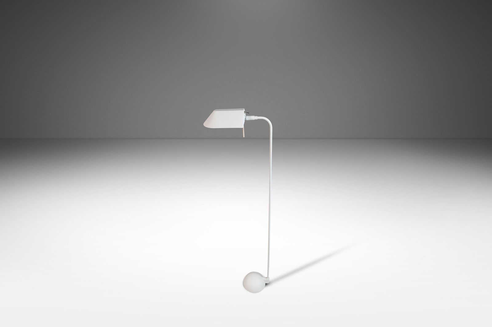 Rare 1980s Post Modern Floor Lamp by Robert Sonneman for George Kovacs Steel White Finish: Rare 1980s Post Modern Floor Lamp by Robert Sonneman for George Kovacs Steel White Finish Introducing a rare Post Modern Industrial Floor Lamp designed by the acclaimed Robert Sonneman for George Kova