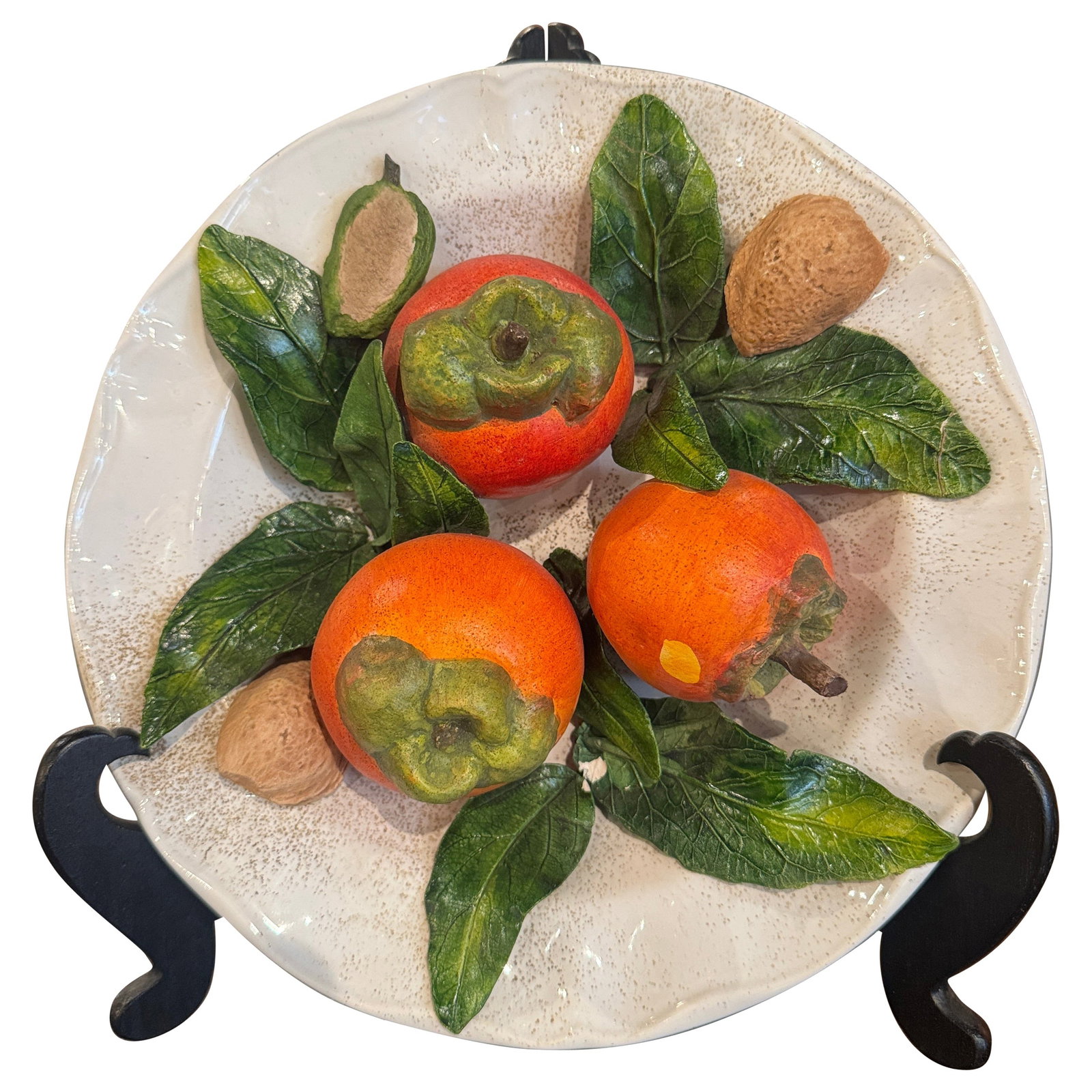 Christine Viennet 9" Trompe L'Oeil Hand-Painted Fruit Plate France 1980: Christine Viennet 9" Trompe L'Oeil Hand-Painted Fruit Plate France 1980 This exquisite Vintage French Christine Viennet Hand Crafted "Trompe L'Oeil" Fruit Art Plate is a stunning decorative piece that