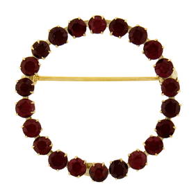 Carl Art & Co Vintage 14k Yellow Gold Garnet Wreath Brooch 3.3ct 1.09in (1 of 6)