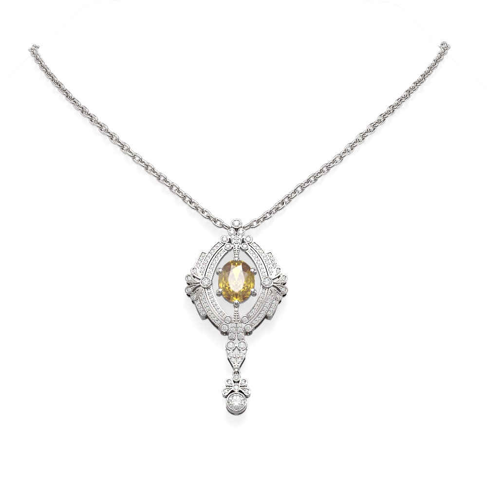 5.1 ctw Canary Citrine & Diamond Necklace 18K White Gold: 5.1 ctw Canary Citrine & Diamond Necklace 18K White Gold 5.1 ctw Canary Citrine & Diamond Necklace 18K White Gold Designer Brand Luxury Jewelrymade in the USA Suggested Retail Price: $10000 Item: Citr