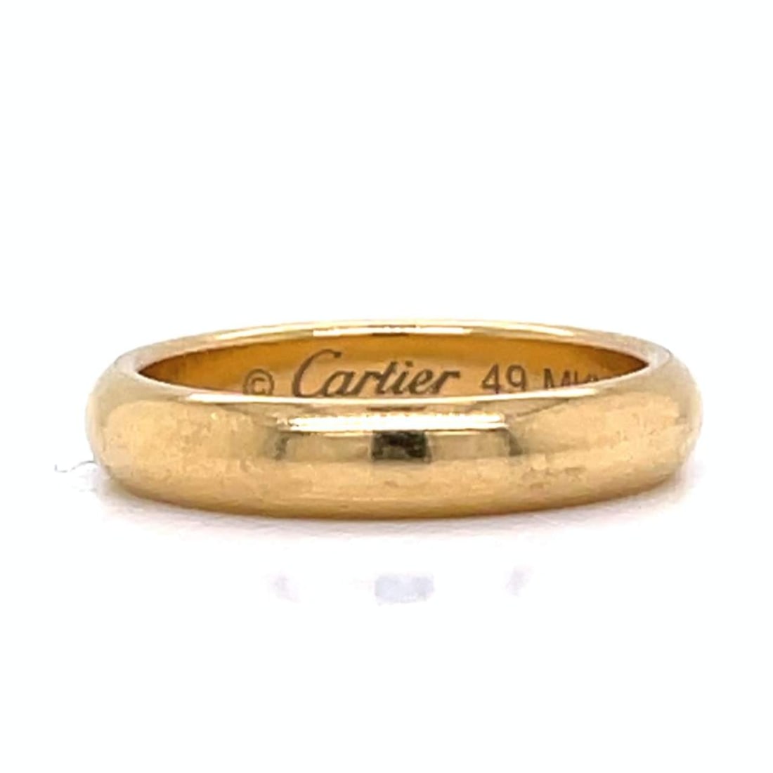 CARTIER 18K Yellow Gold Band Ring Size 5 Certified Signed: CARTIER 18K Yellow Gold Band Ring Size 5 Certified Signed This stunning CARTIER band is crafted from high-quality 18K yellow gold, making it a luxurious addition to any jewelry collection. The ring ha