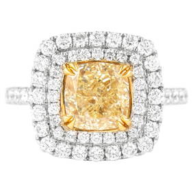 2.42ct Fancy Intense Yellow Diamond Halo Ring 18k Gold Size 6.5 EGL Certified (1 of 5)