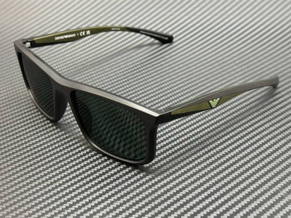Emporio Armani EA4234U Matte Black Green Men's Sunglasses 57mm: Emporio Armani EA4234U Matte Black Green Men's Sunglasses 57mm Elevate your style with these Emporio Armani EA4234U sunglasses, featuring a sleek matte black frame complemented by green accents. Desig