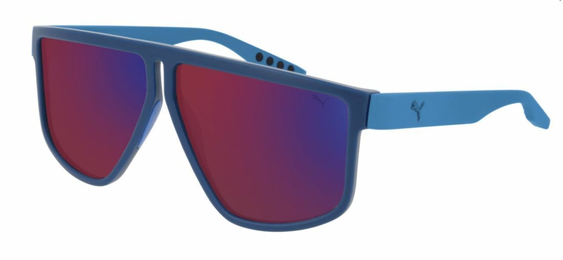 PUMA PU0286S 003 Blue Rectangle Sunglasses for Men 62mm: PUMA PU0286S 003 Blue Rectangle Sunglasses for Men 62mm Elevate your eyewear collection with these PUMA PU0286S 003 sunglasses. Featuring a stylish blue frame in a modern rectangle shape, these sungla