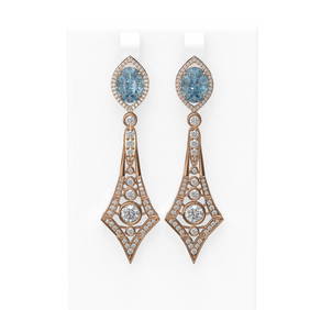Luxurious 10.42 ctw Blue Topaz Diamond Earrings in 18K Rose Gold (1 of 3)