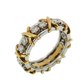 Tiffany Ring Jean Schlumberger 16PD K18YG Yellow Gold Pt950 Platinum Diamond Size 10 Ladies (1 of 9)