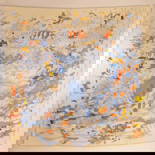 HERMES Blue White Silk Scarf 90cm x 90cm Elegant Accessory: HERMES Blue White Silk Scarf 90cm x 90cm Elegant Accessory This exquisite HERMES scarf is crafted from luxurious silk, featuring a classic blue and white color combination that adds elegance to any ou