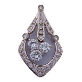 JEWELRY 14K White Gold Diamond Pendant Top Silver (1 of 6)