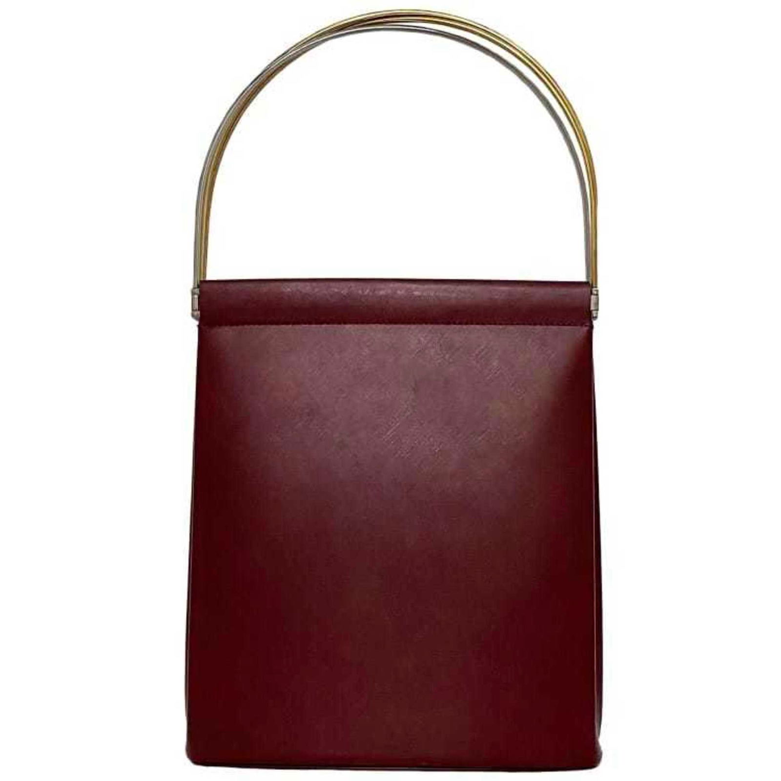 Cartier Handbag Bordeaux Trinity Tote Bag Calf Leather GP Handle Bellows Metal Fittings Ladies: Cartier Handbag Bordeaux Trinity Tote Bag Calf Leather GP Handle Bellows Metal Fittings Ladies Brand: Cartier Line: Trinity Type: Handbag, Tote bag Material: Leather Leather/Fur Type: Calfskin Color: