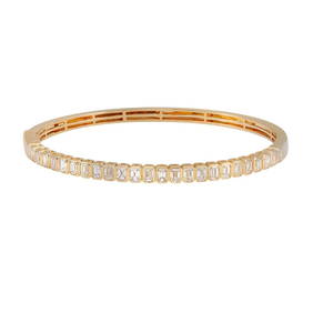 Rachel Koen 18K Yellow Gold Bangle Bracelet 2.52ct Bezel Set Emerald Cut Diamonds (1 of 5)