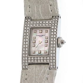 Chaumet Paris 18k White Gold Diamond Bezel MOP Quartz Ladies Watch Model 1360148 (1 of 5)