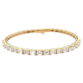 Harbor Diamonds 18K Yellow Gold Emerald Cut Diamond Bangle Bracelet 5.40 Carats Italy (1 of 12)