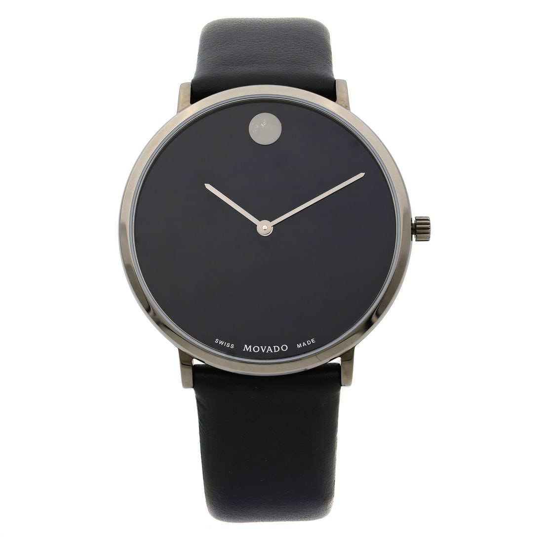 Movado Modern 47 Quartz Dress Watch 40mm Black Leather Strap Model 0607391: Movado Modern 47 Quartz Dress Watch 40mm Black Leather Strap Model 0607391 This Movado Modern 47 wristwatch combines elegance with a sleek design, perfect for any dress occasion. The watch features a
