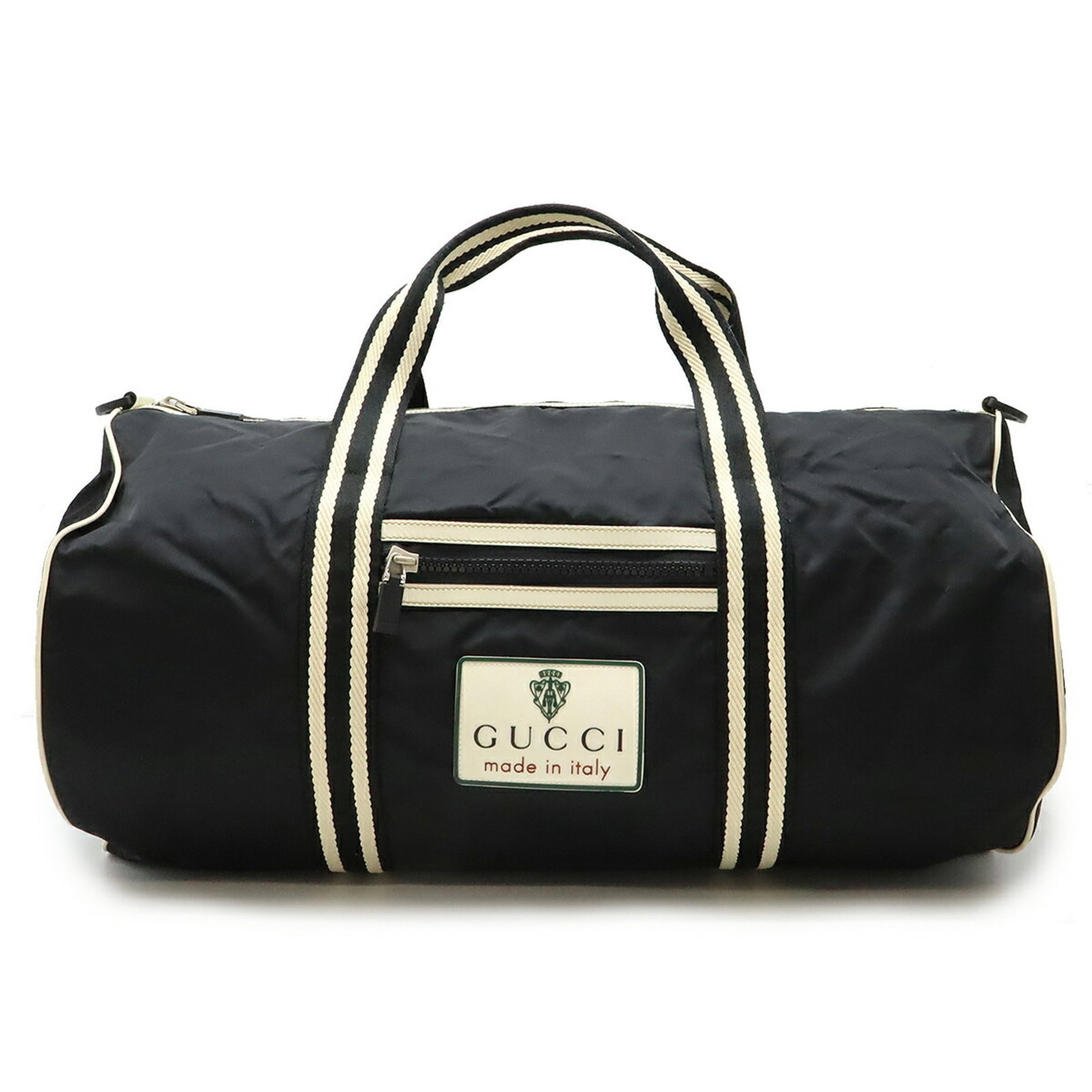 GUCCI Duffel Bag Boston Travel Nylon Black White Shoulder 189655: GUCCI Duffel Bag Boston Travel Nylon Black White Shoulder 189655 Brand: Gucci Type: Boston bag Material: Nylon Color: Black Gender: Women Size (HxWxD): 28cm x 53cm x 29cm / 11.02'' x 20.86'' x 11.41''