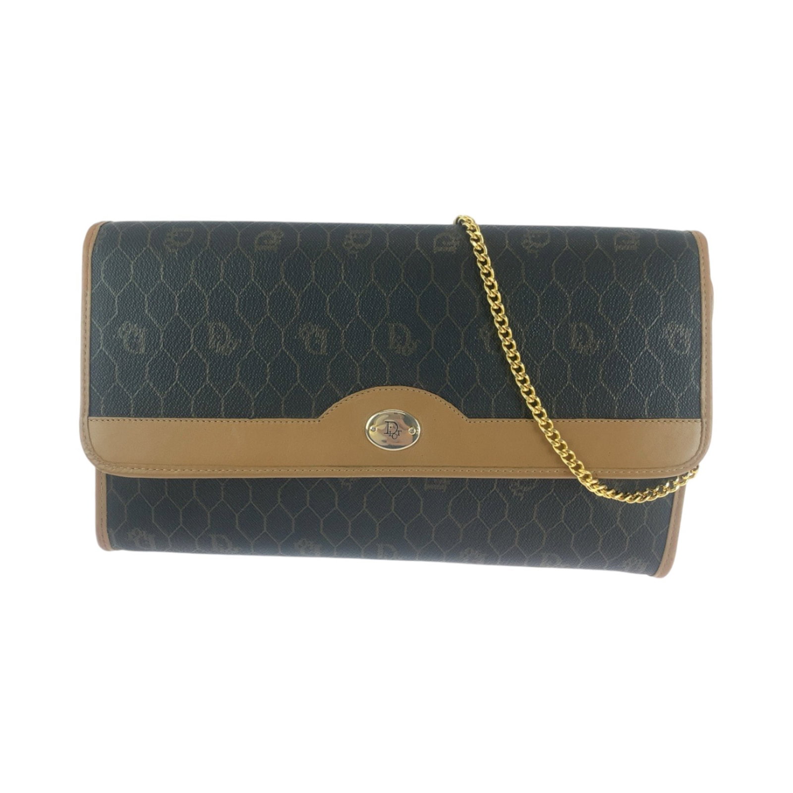 Christian Dior Dior Honeycomb Pattern Brown Gold Hardware Chain Shoulder Bag Crossbody Pochette for: Christian Dior Dior Honeycomb Pattern Brown Gold Hardware Chain Shoulder Bag Crossbody Pochette for Women Brand: Christian Dior Type: Pochette, Shoulder bag Material: PVC Color: Brown Gender: Women Si