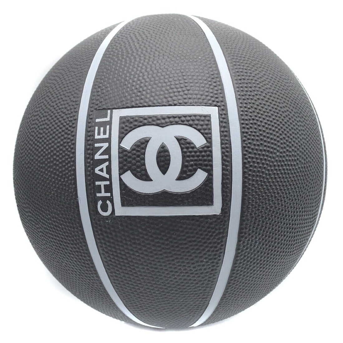 Chanel 00781 Black Rubber Basketball Sports Line: Chanel 00781 Black Rubber Basketball Sports Line This Chanel Sports Line Basketball is crafted from durable black rubber, designed for both play and display. Model number CHANEL 00781, it features rea