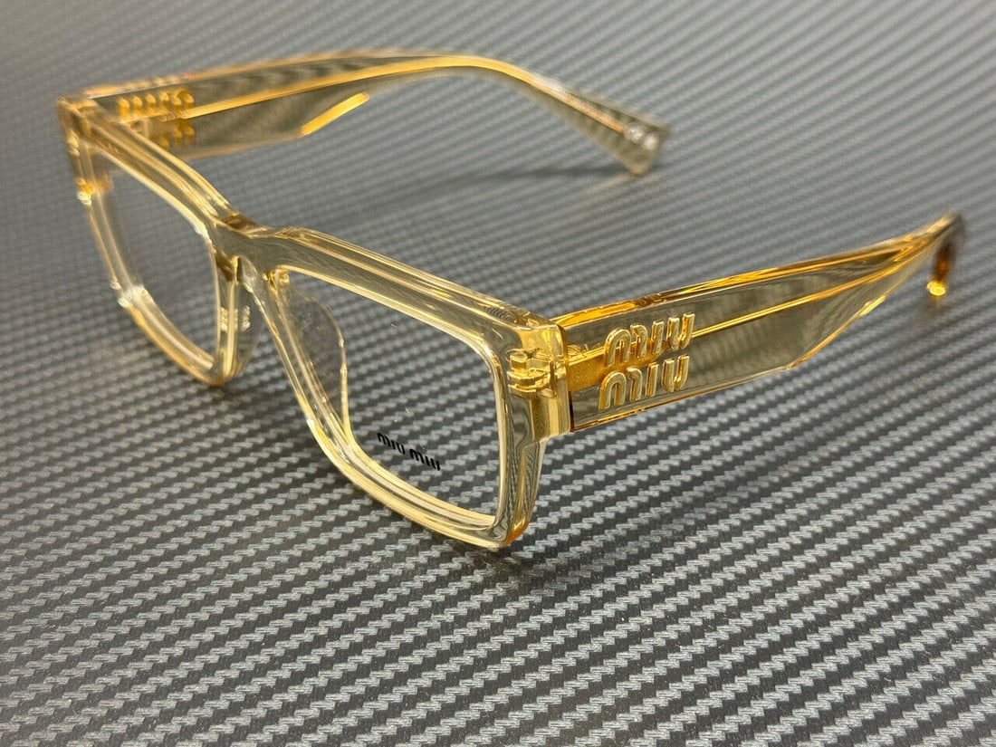 Miu Miu MU 02XV 11T1O1 Yellow Frame 52mm Women's Eyeglasses: Miu Miu MU 02XV 11T1O1 Yellow Frame 52mm Women's Eyeglasses Elevate your style with these MIU MIU MU 02XV 11T1O1 Sand Transparent Women's Eyeglasses. Featuring a chic yellow frame and a modern design,