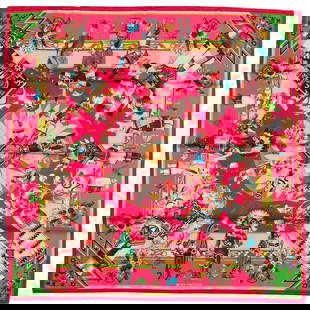 Hermes Kachinas Pink Silk Scarf by Kermit Oliver NIB: Hermes Kachinas Pink Silk Scarf by Kermit Oliver NIB Discover the elegance of this Hermes pink Kachinas silk scarf, a stunning collectible designed by Kermit Oliver. This luxurious scarf features hand